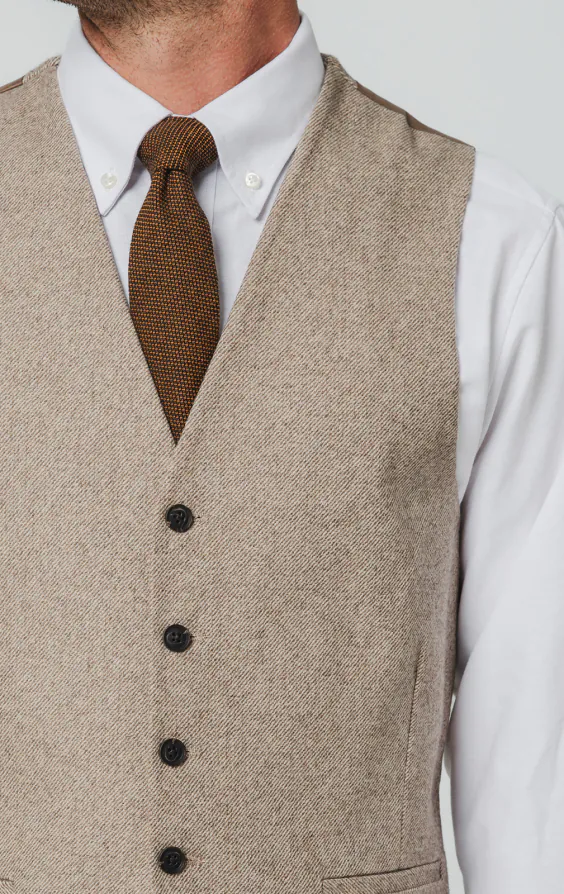 Camelbrun twill tweed väst - photo 1 Camelbrun twill tweed väst - photo 1