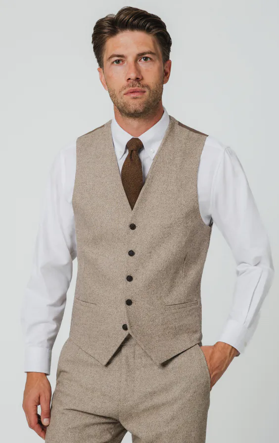 Camelbrun twill tweed väst Camelbrun twill tweed väst