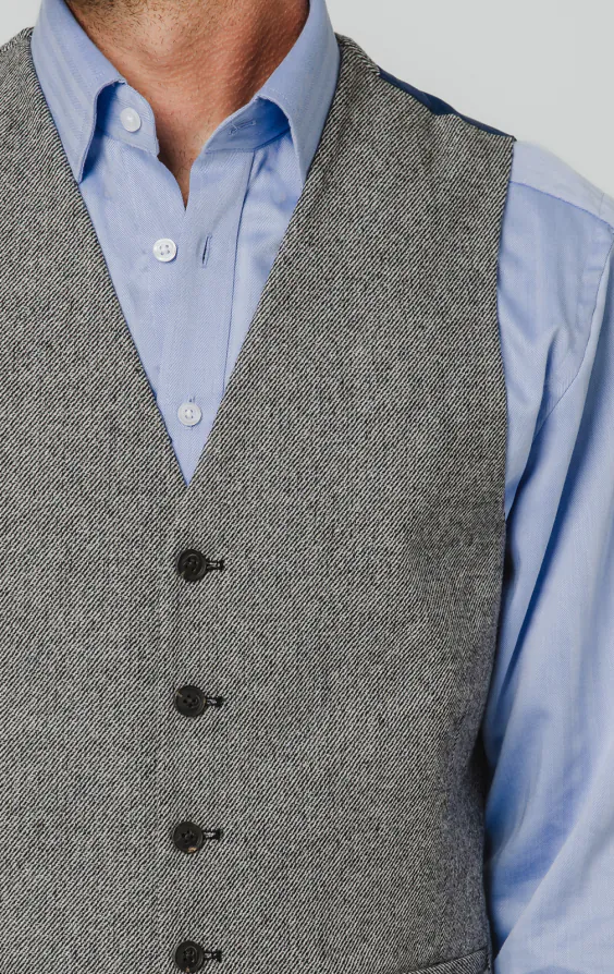 Grå twill tweed väst - photo 1 Grå twill tweed väst - photo 1