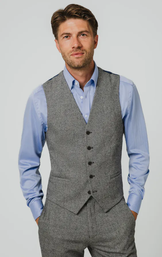 Grå twill tweed väst Grå twill tweed väst