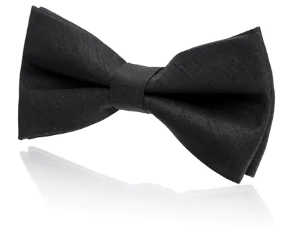 Knuten svart fluga i polyester dupion för pojkar