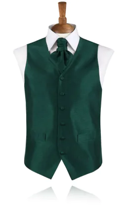Mörkgrön väst i polyester dupion för pojkar