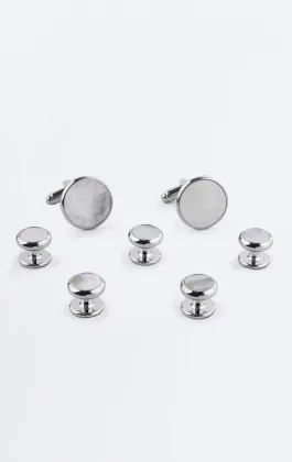 Pärlemor manschettknappar & bröstknapp set
