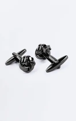 Gunmetal grå knut manschettknappar