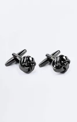 Gunmetal grå knut manschettknappar