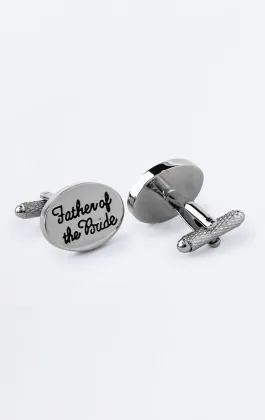 Silverfärgade 'Father of the Bride' manschettknappar
