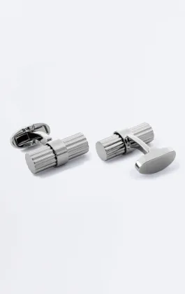 Manschettknappar med silverfärgad solid bar