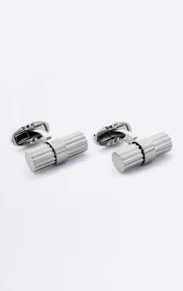 Manschettknappar med silverfärgad solid bar
