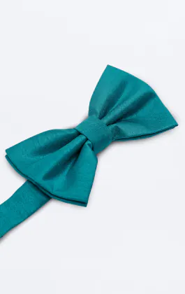 Turkos färg fluga i polyester dupion