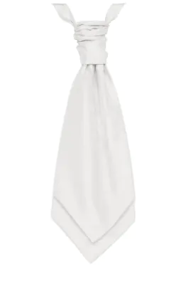 Vit kravatt i polyester dupion (Knuten och handknuten stil)