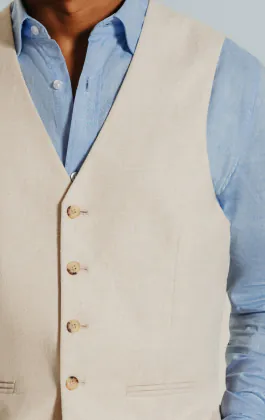 Cream linne slimfit väst