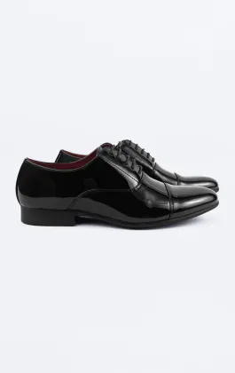 Svart enkla Oxford toe cap lackskor