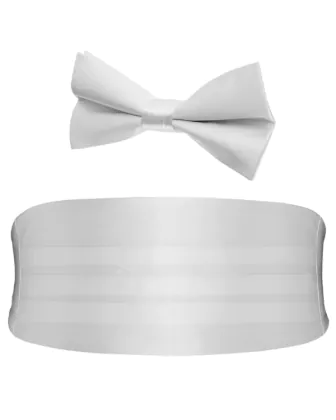 Pojkar Vit Polyester Kummerband & Knuten Fluga Set