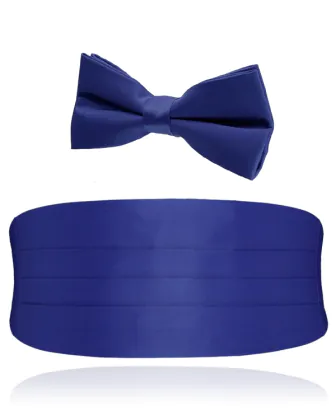 Pojkar Azurblå Polyester Kummerband & Knuten Fluga Set