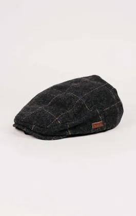 Navy twill rutig Flat cap