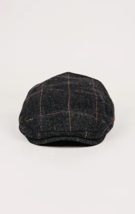 Navy twill rutig Flat cap