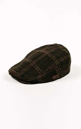 Olivgrön twill rutig Flat cap