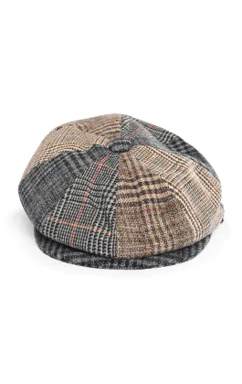 Multifärgad tweed newsboy keps