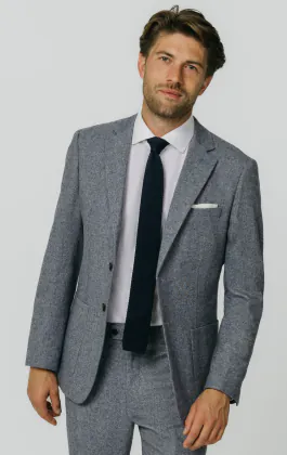 Blå 'Donegal' tweed kostymkavaj