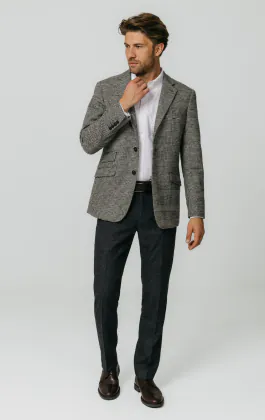 Svart och krämfärgad Prince of Wales rutig tweed kavaj
