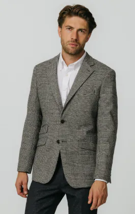 Svart och krämfärgad Prince of Wales rutig tweed kavaj