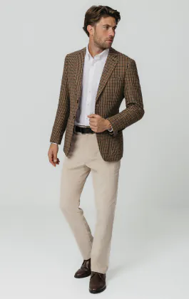 Brun houndstooth tweed kavaj