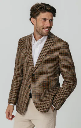 Brun houndstooth tweed kavaj