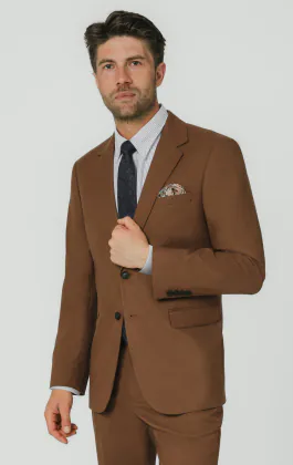 Midbrun twill kostymkavaj