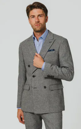 Grå twill tweed kostymkavaj