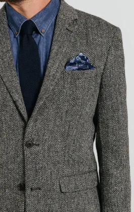 Harris Tweed, Tweedkavaj, grå, fiskbensmönstrad