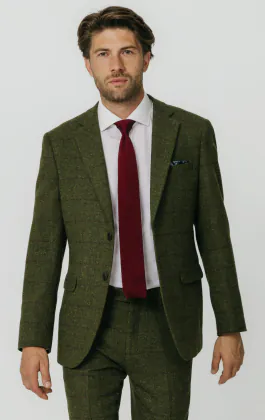 Grön fönsterrutig tweed kostymkavaj