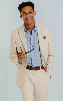 Cream linne slimfit kavaj