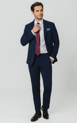 Blå slimfit kostymkavaj