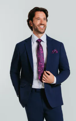 Blå slimfit kostymkavaj