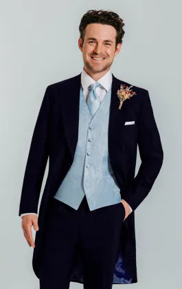 Marinblå jacketkostym