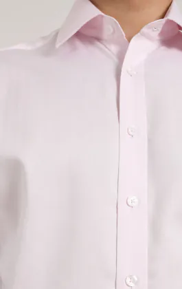 Rosa, fiskbensmönstrad, 100% bomull poplin, easy care skjorta