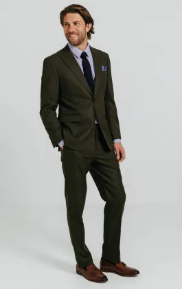 Mörkgrön twill kostym
