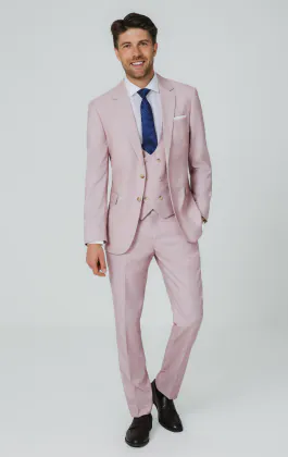 Rosa sharkskin 3-delad kostym