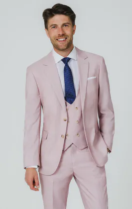 Rosa sharkskin 3-delad kostym