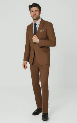 Midbrun twill kostymkavaj