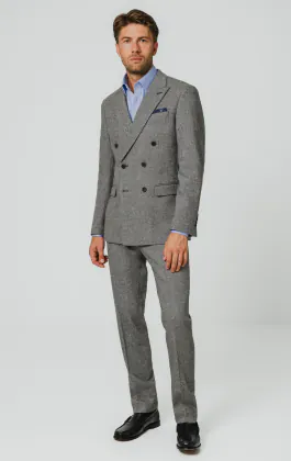Grå twill tweed kostym