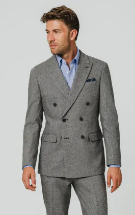 Grå twill tweed kostym