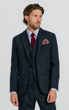 Harris Tweed blå fiskbensmönstad kostym
