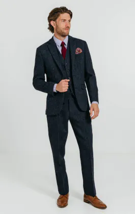 Harris Tweed blå fiskbensmönstad kostym