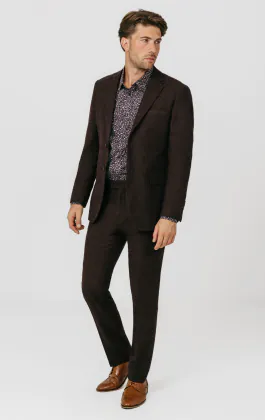 Vinröd 'Donegal' tweed kostym