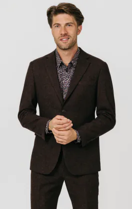 Vinröd 'Donegal' tweed kostym