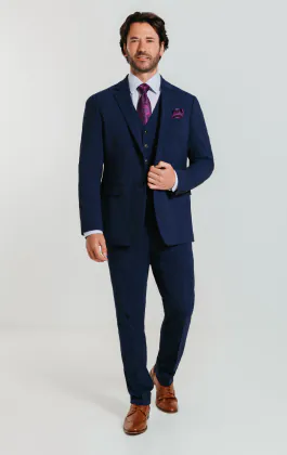 Blå slimfit 3-delad kostym