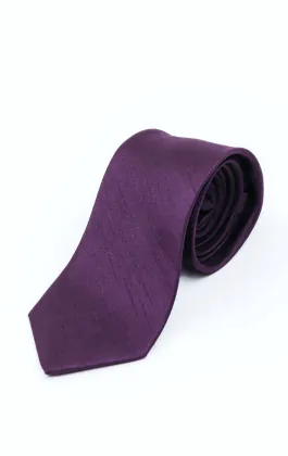 Mörk lila slips i polyester dupion