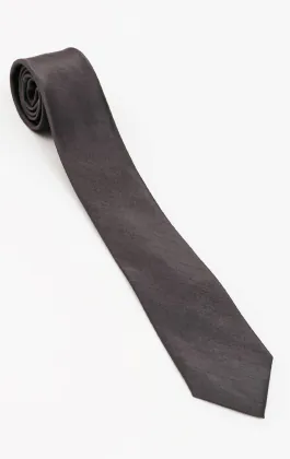 Mörkgrå slips i polyester dupion