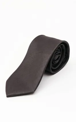 Mörkgrå slips i polyester dupion